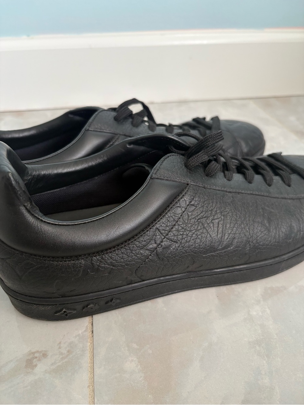 Louis Vuitton Black Leather Low-Top Lace-Up Sneakers - Picture 5 of 6